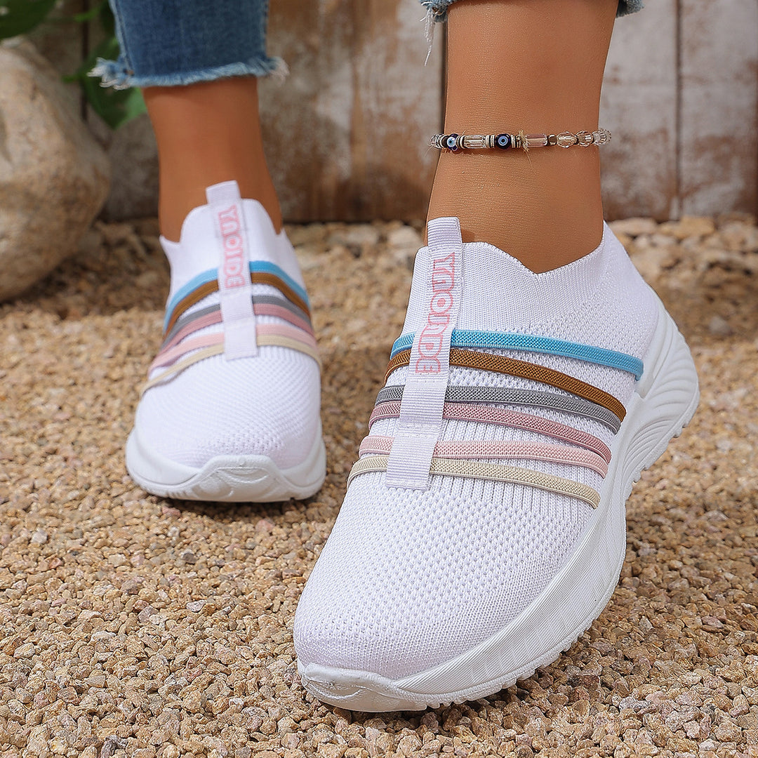 SUNKISSEDSTEP Women’s Multicolor Flyknit Slip-On Walking Sneakers