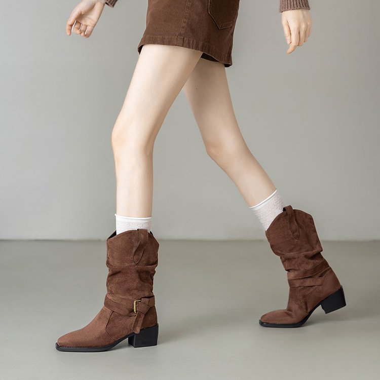 Suede Western Ankle Boots