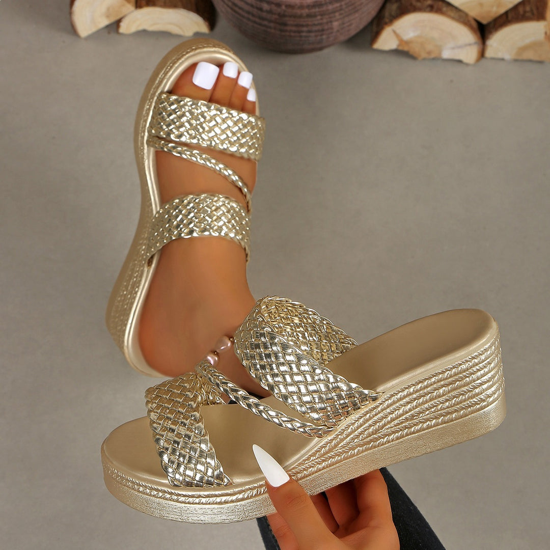 SUNKISSEDSTEP Women’s Isla Braided Platform Wedge Slides (US 5.5–9.5)