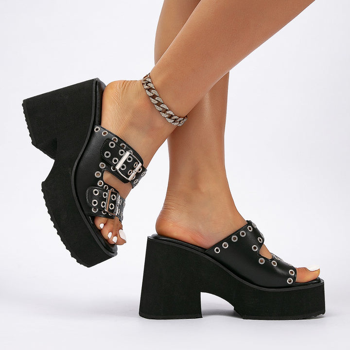 SUNKISSEDSTEP Women’s Savannah Leopard Platform Heeled Slides (US 5.5–9.5)