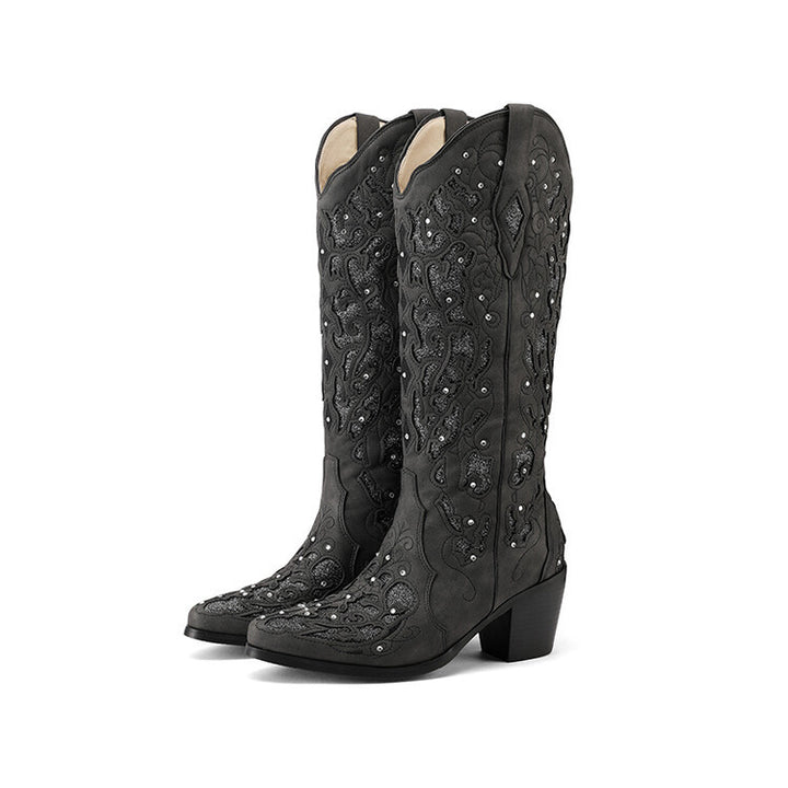 Crystal Embroidered Western Boots
