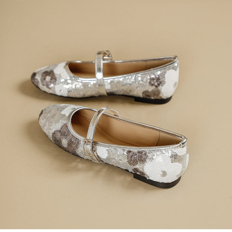 Pearl Sequin Mary Jane Flats