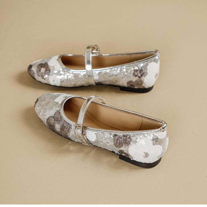 Pearl Sequin Mary Jane Flats