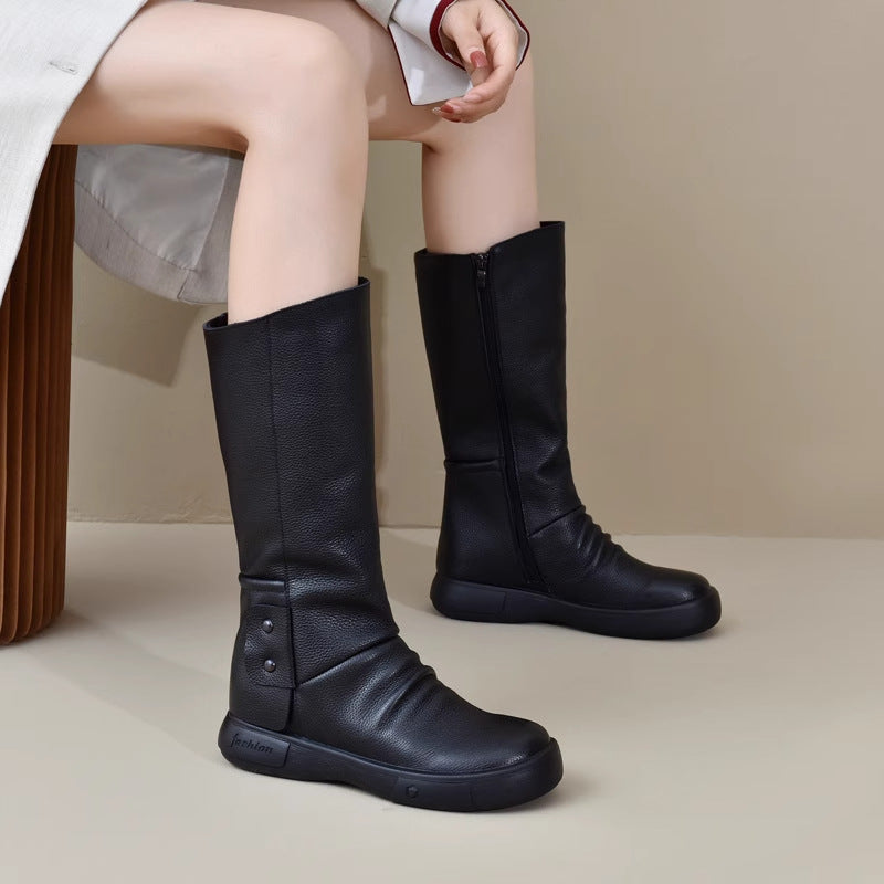 SUNKISSEDSTEP Women’s SoftLeather Knee-High Winter Boots