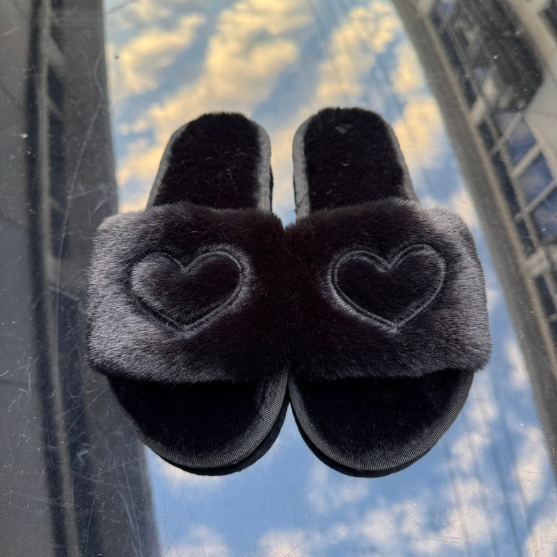 SUNKISSEDSTEP Women’s Heart Plush Cozy Home Slippers