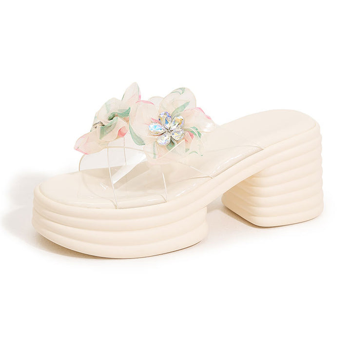 Elegant Platform Block Heel Slide Sandals