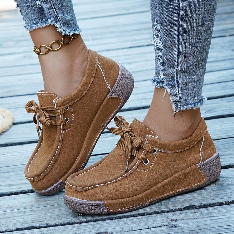 SUNKISSEDSTEP Women’s SoftLeather Platform Walking Shoes