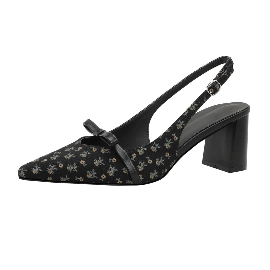 SUNKISSEDSTEP Women’s Floral Pointed Toe Block Heel Mules