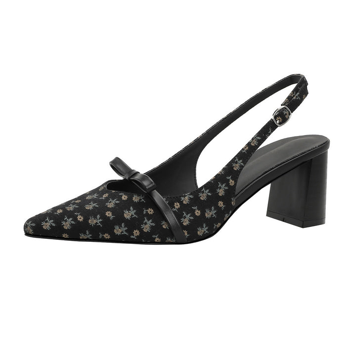 SUNKISSEDSTEP Women’s Floral Pointed Toe Block Heel Mules