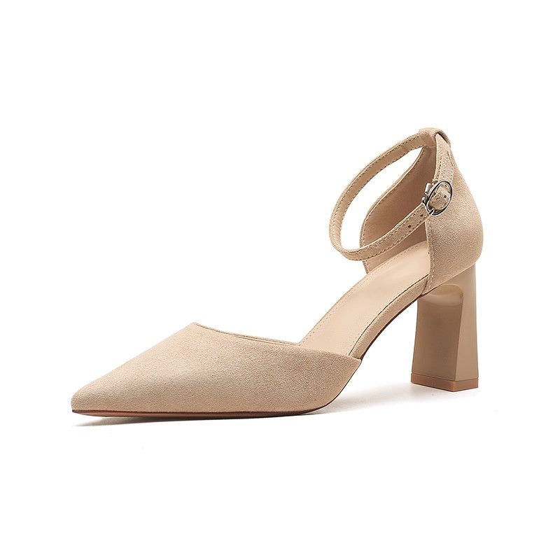 SUNKISSEDSTEP Women’s Elegant Pointed-Toe Block Heel Pumps (US 5–8)