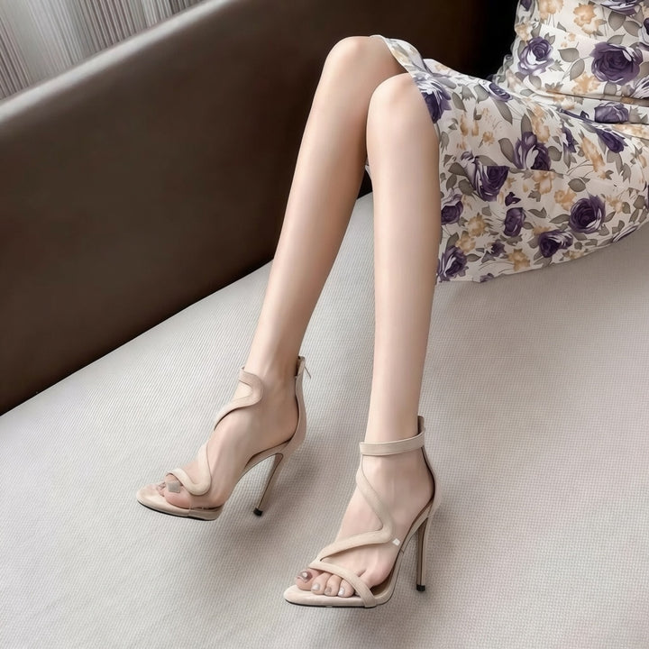 Sculptural Strappy High Heel Sandals