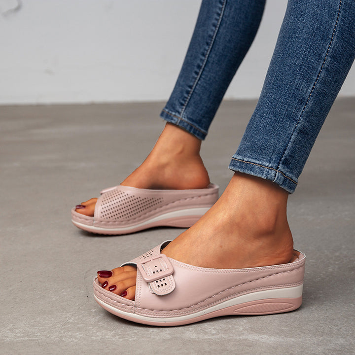 Cross Strap Platform Slide Sandals