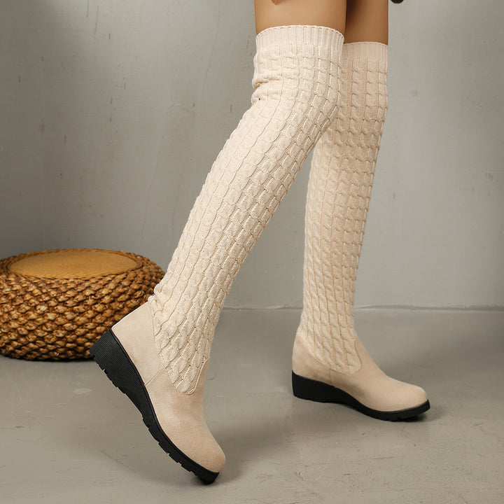 SUNKISSEDSTEP Women’s CableKnit Stretch Tall Boots