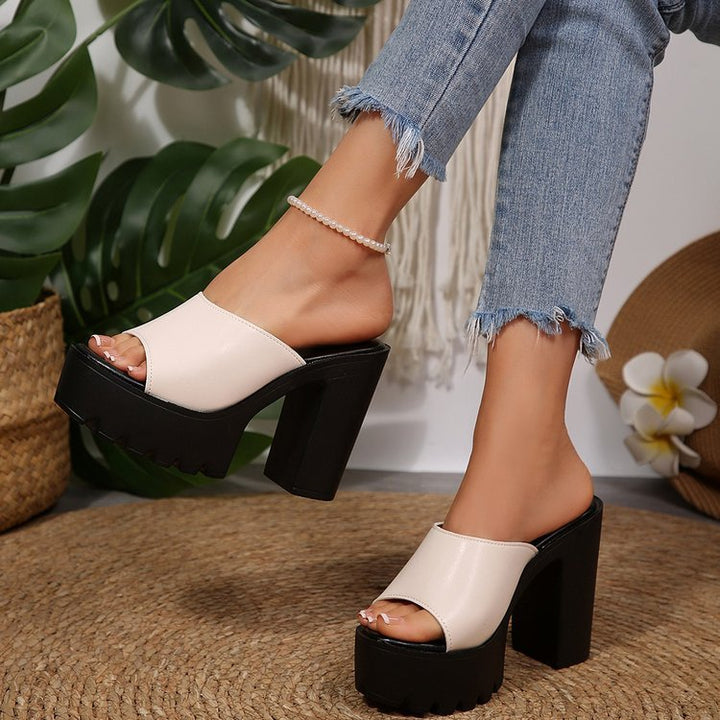 Chunky Platform Heel Slide Sandals