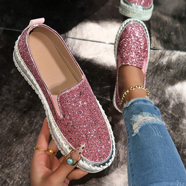 SUNKISSEDSTEP Women’s Sparkle Platform Slip-On Loafers