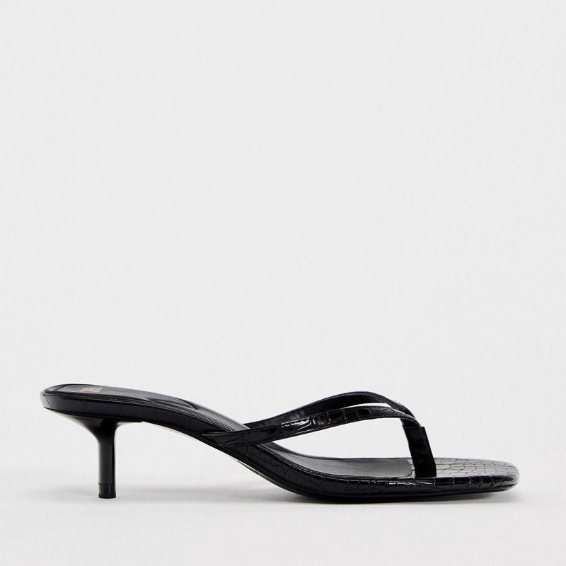 Crocodile Texture Kitten Heel Mules