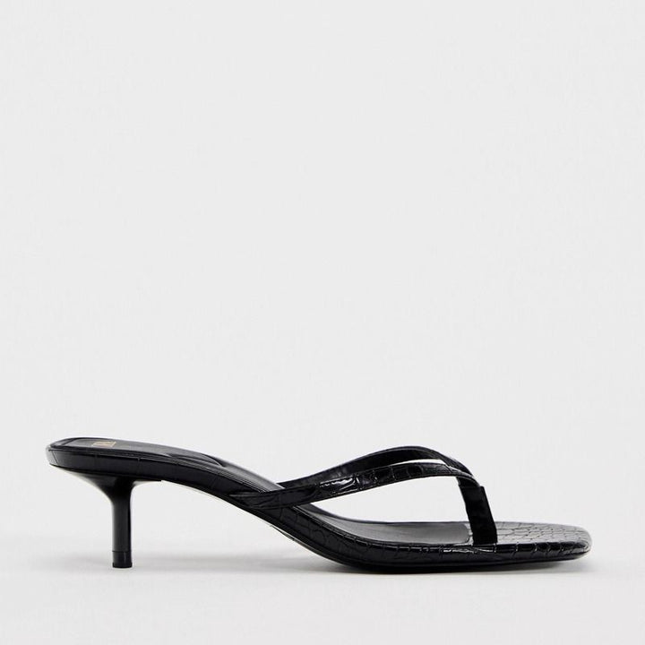 Crocodile Texture Kitten Heel Mules