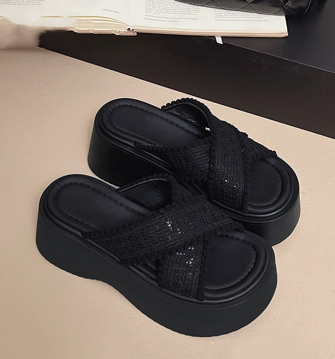 Boho Cross-Strap Platform Sandals
