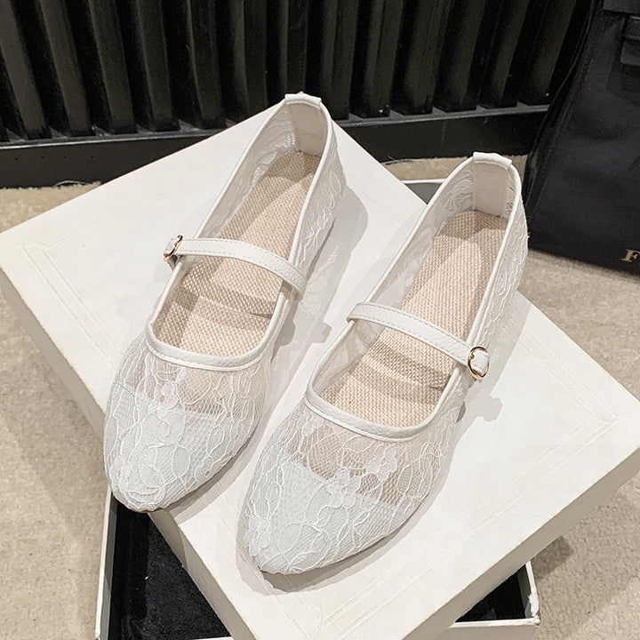 Embroidered Mary Jane Flats