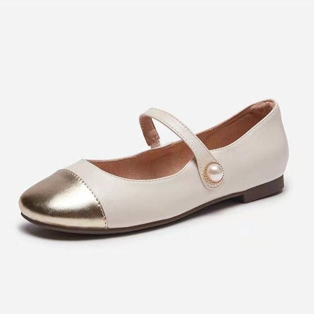 SUNKISSEDSTEP Women’s Two-Tone Mary Jane Flat Shoes