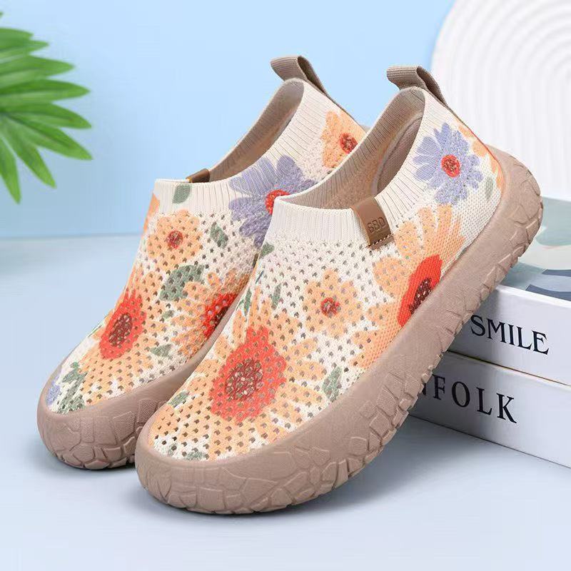 Floral Knit Slip-On Shoes