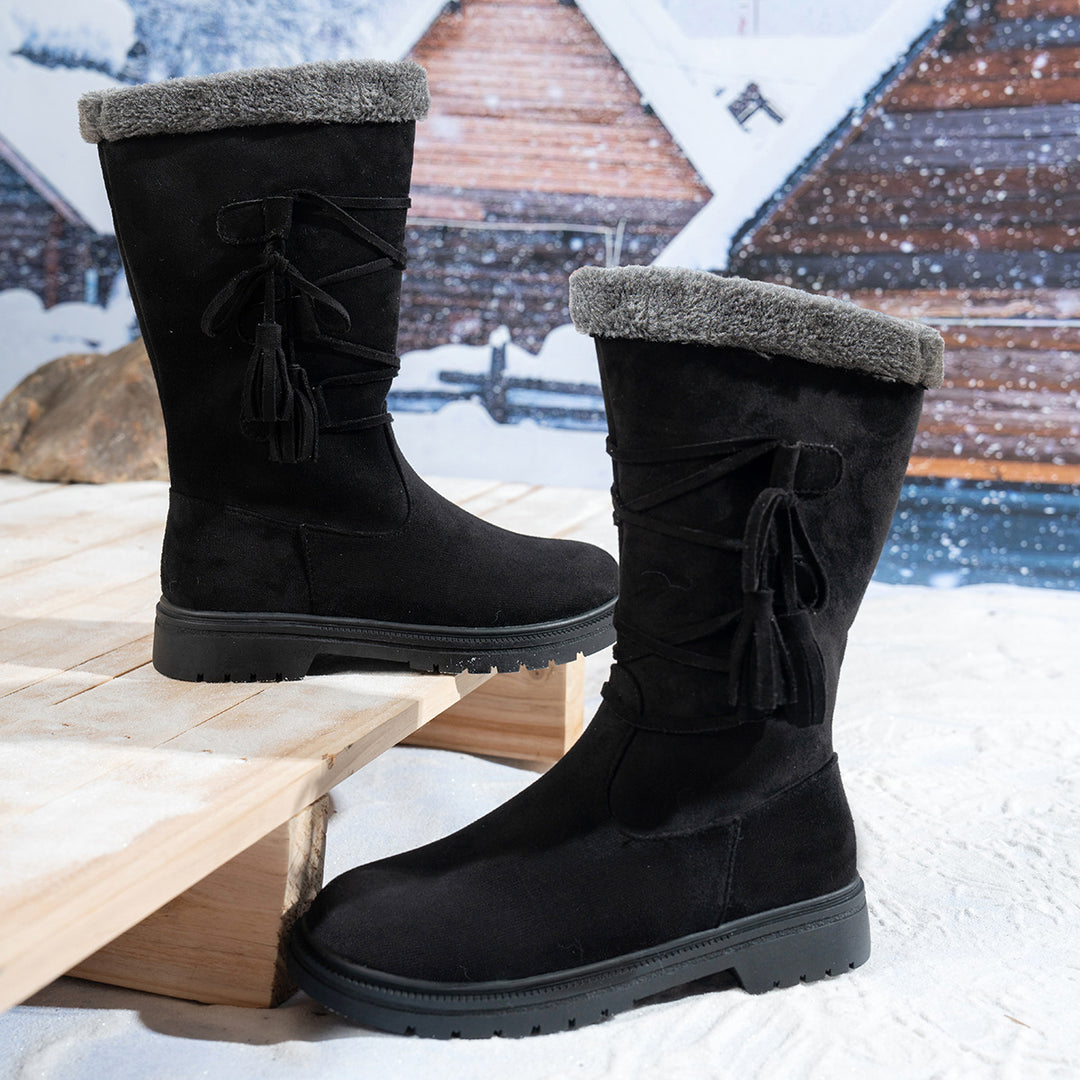 SUNKISSEDSTEP Women’s FrostTassel Wedge Snow Boots