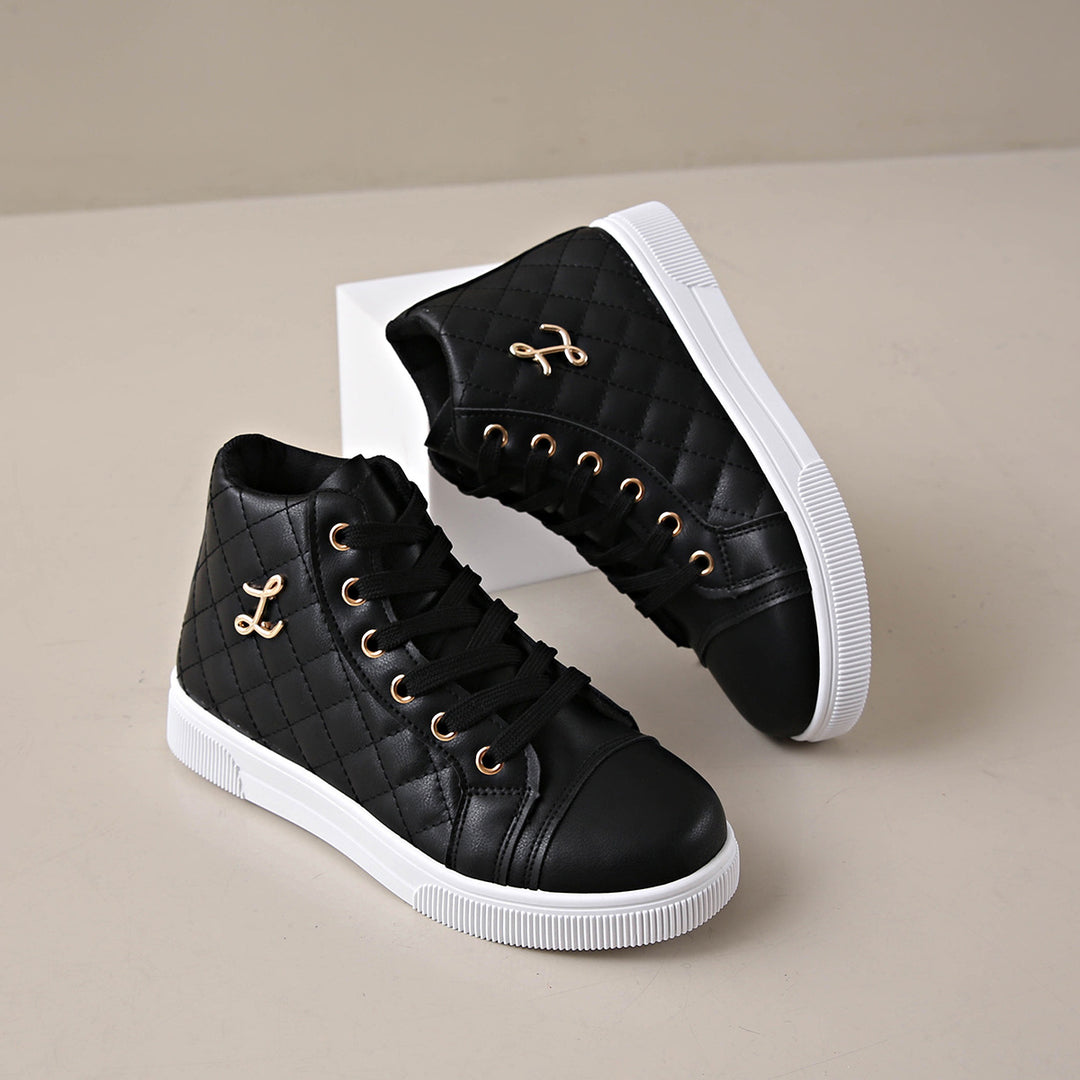 SUNKISSEDSTEP Women’s Quilted High-Top Lace-Up Sneakers