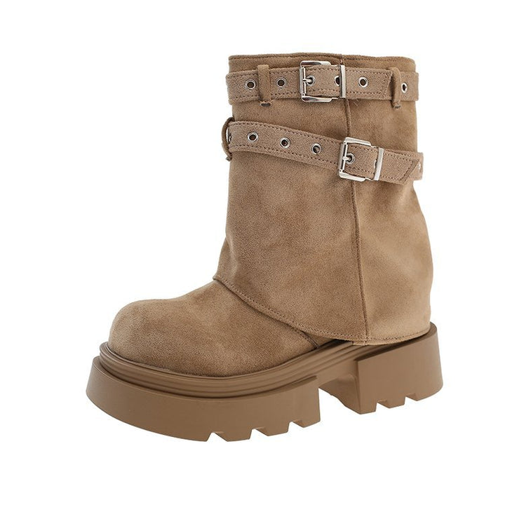 SUNKISSEDSTEP Women’s Multi-Buckle Platform Combat Boots