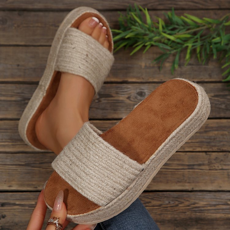 Braided Platform Slide Sandals