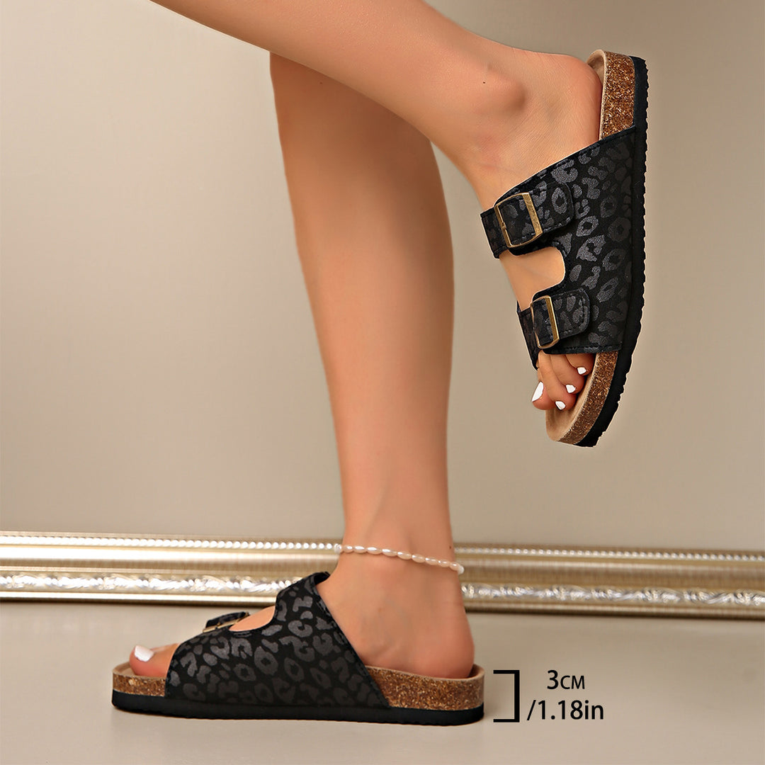 SUNKISSEDSTEP Women’s  Leopard Print Slide Sandals