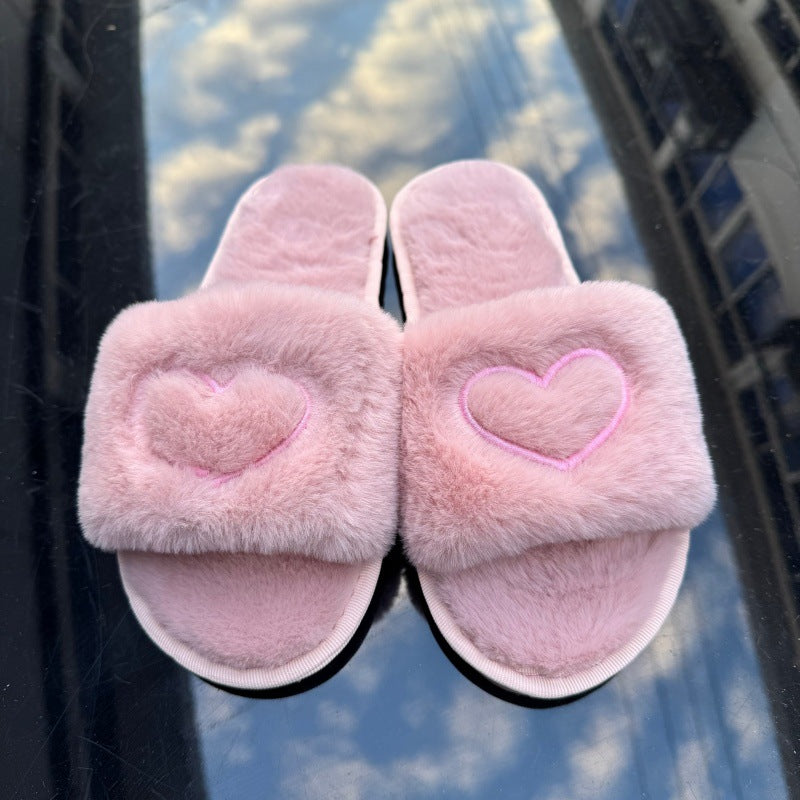 SUNKISSEDSTEP Women’s Heart Plush Cozy Home Slippers
