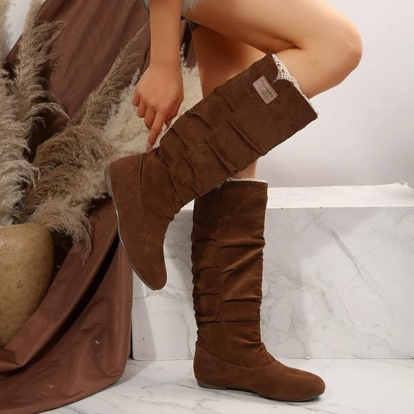 SUNKISSEDSTEP Women’s Slouchy Mid-Calf Suede Boots