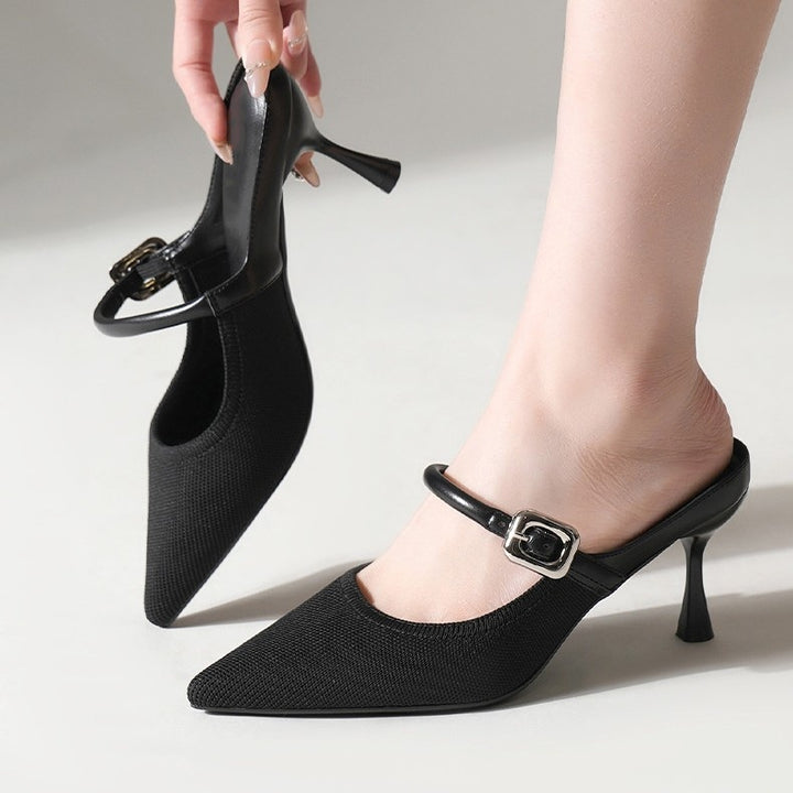 Pointed Toe Kitten Heel Mules