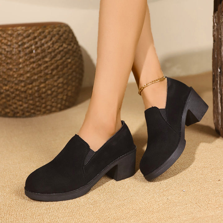 Suede Block Heel Loafers
