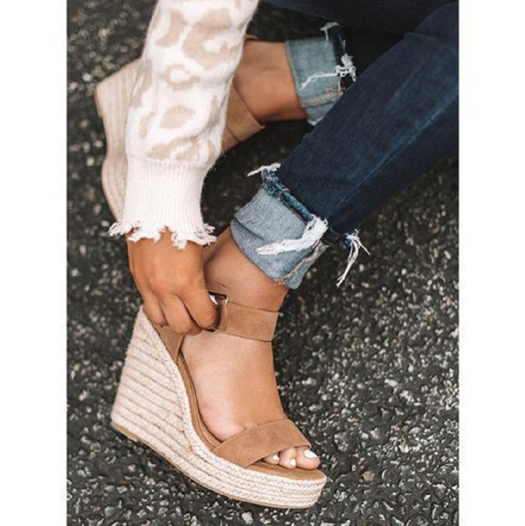 Peep Toe Espadrille Wedge Sandals