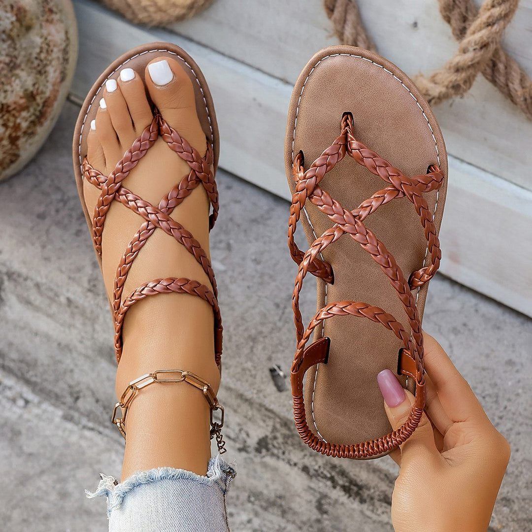 SUNKISSEDSTEP Women’s Woven Strap Roman Flat Sandals