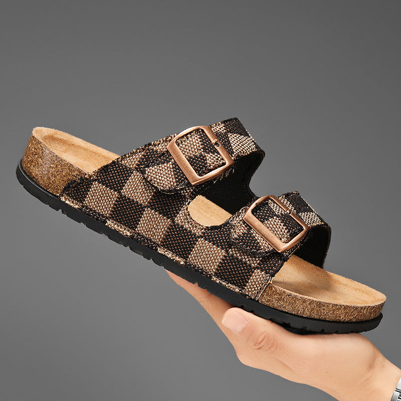 SUNKISSEDSTEP Women’s &amp; Men’s Coastal Cork Double-Buckle Slides (US 6–11)