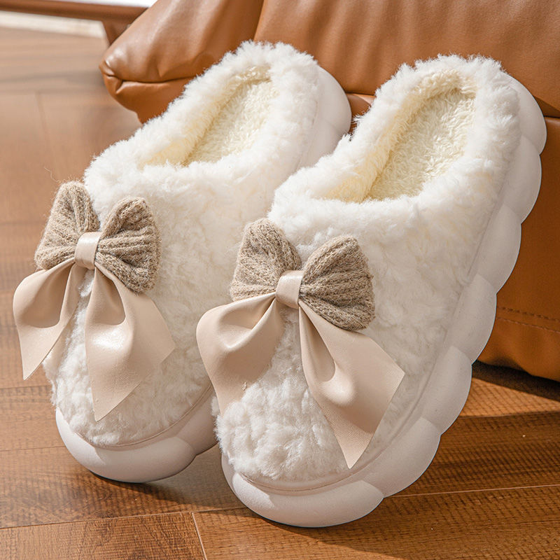 SUNKISSEDSTEP Women’s Bow Plush Winter Slippers