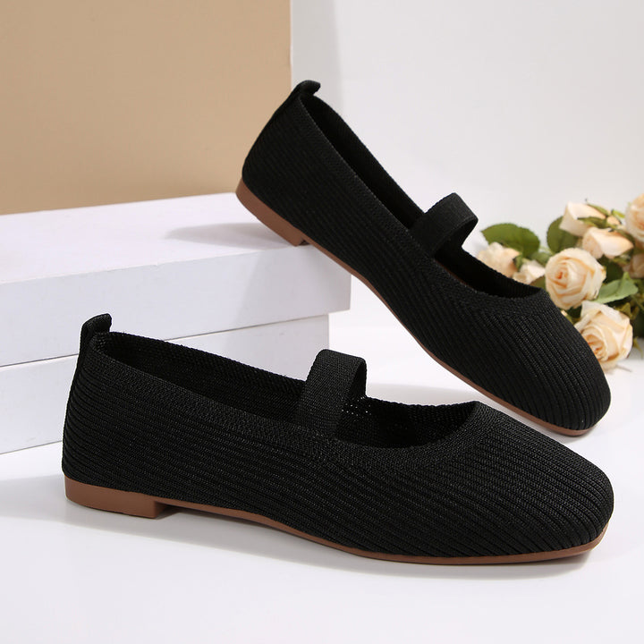 SUNKISSEDSTEP Women’s AiryKnit Square-Toe Mary Jane Flats