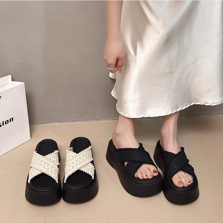Boho Cross-Strap Platform Sandals