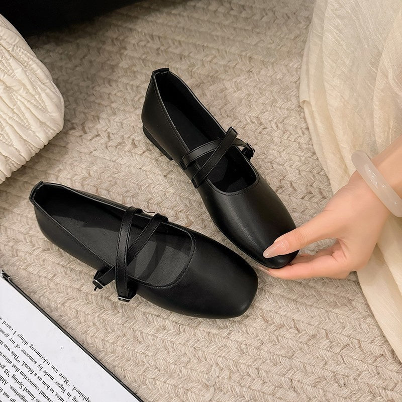 Square Toe Mary Jane Flats