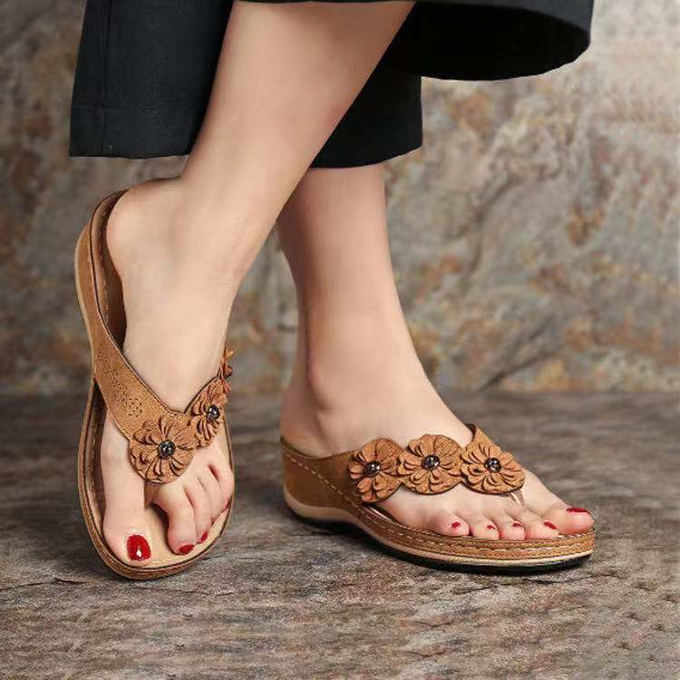 SUNKISSEDSTEP Women’s Blossom Wedge Toe-Loop Sandals
