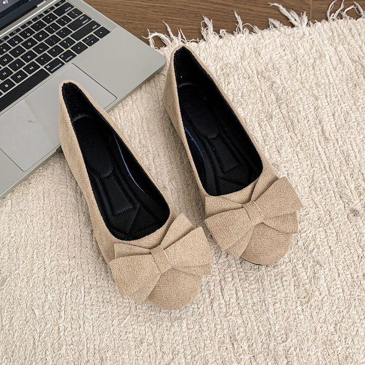 Suede Bow Soft Sole Flats