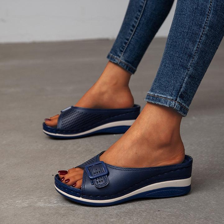 Cross Strap Platform Slide Sandals