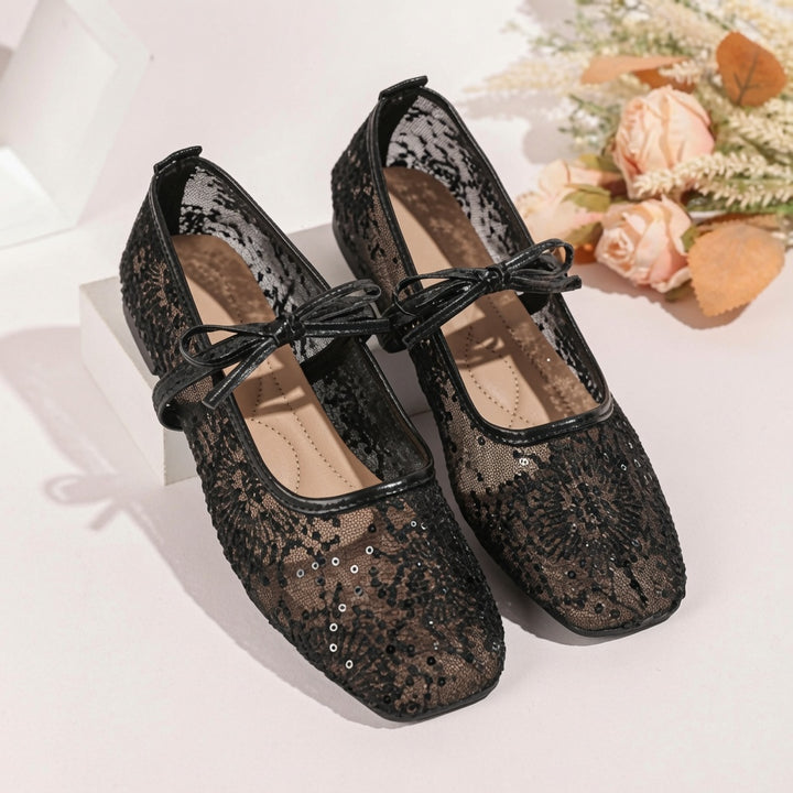 Mesh Mary Jane Ballet Flats