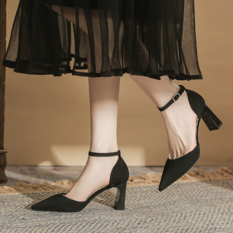 SUNKISSEDSTEP Women’s Elegant Pointed-Toe Block Heel Pumps (US 5–8)