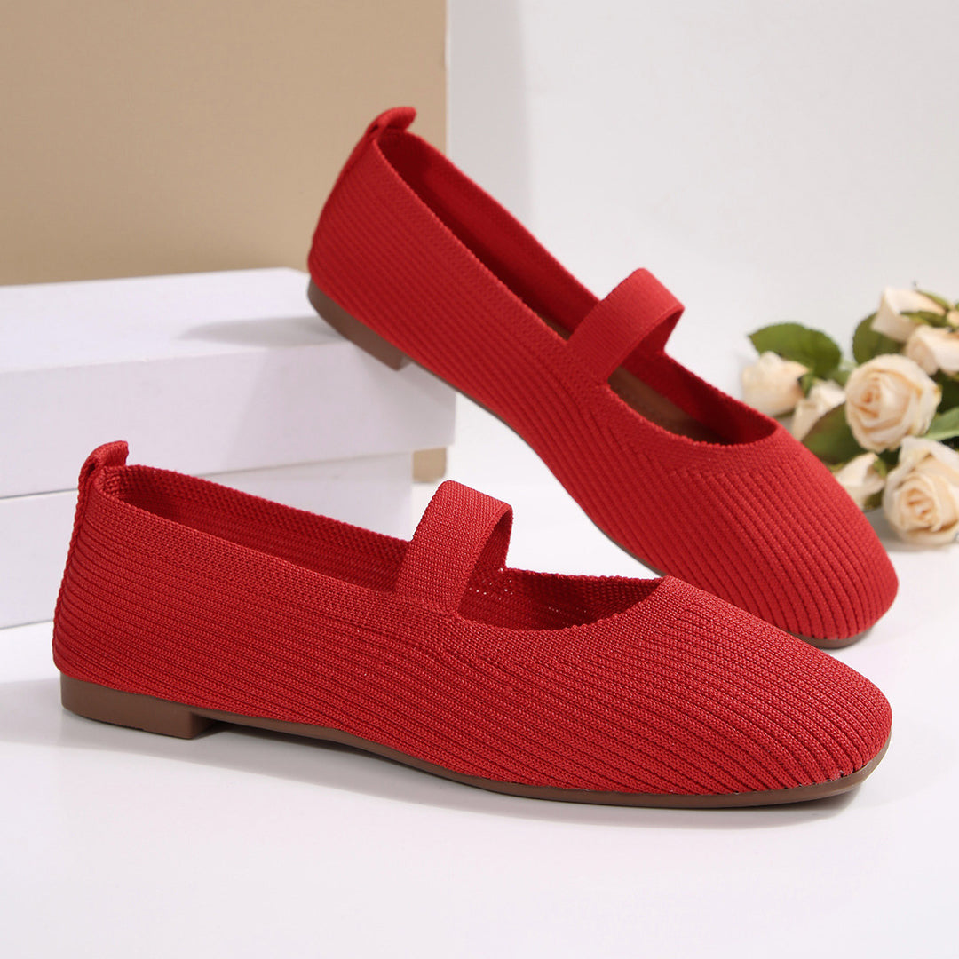 SUNKISSEDSTEP Women’s AiryKnit Square-Toe Mary Jane Flats