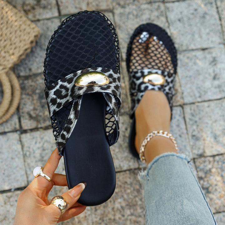 SUNKISSEDSTEP Women’s Mesh Closed-Toe Flat Slides