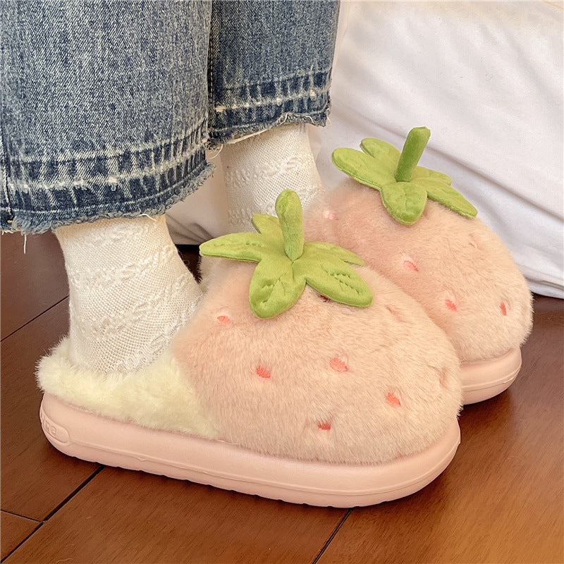 SUNKISSEDSTEP Women’s Strawberry Plush Platform Slippers