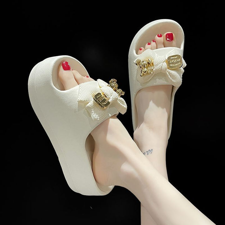 SUNKISSEDSTEP Women’s Cute Bow EVA Platform Slides